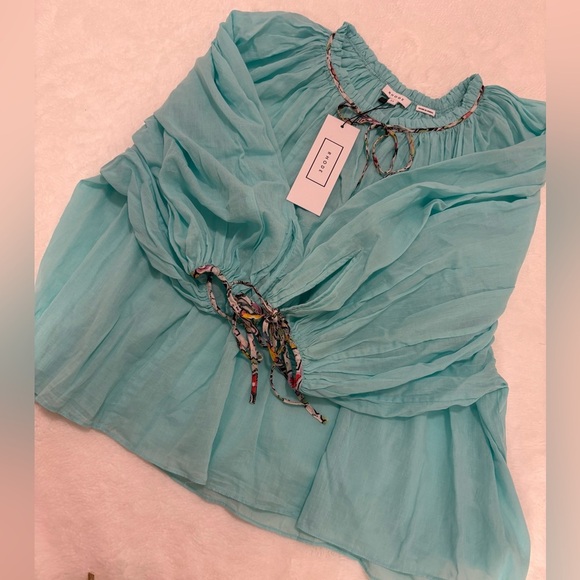 RHODE Jamie Top Aquamarine Blouse NWT - Picture 7 of 10